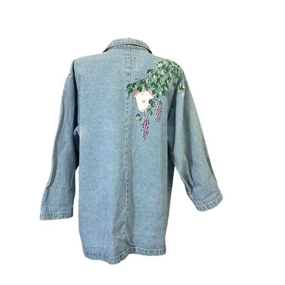 Sunbelt Denim Vintage HandPainted Stonewash Oversized Jacket Garden scene Large - Picture 8 of 11